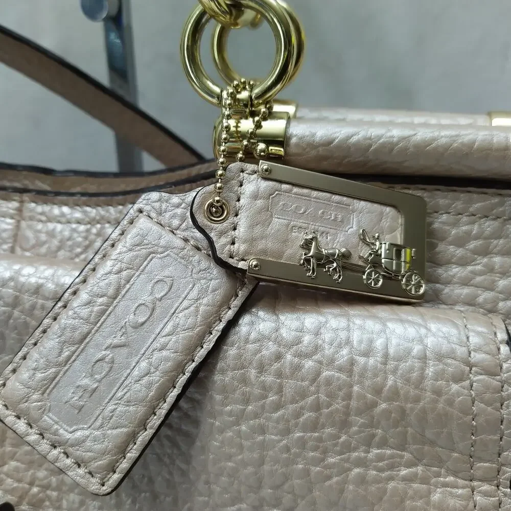 Coach Madison Pinnacle Pink Pebbled Leather Double Handles Satchel Shoudler Bag